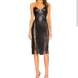 Michael Costello black leather dress
